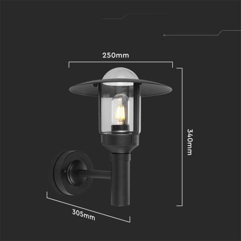 Oprawa Ogrodowa V-TAC E27 Kinkiet Czarny MAT IP44 VT-1158 3 Lata Gwarancji