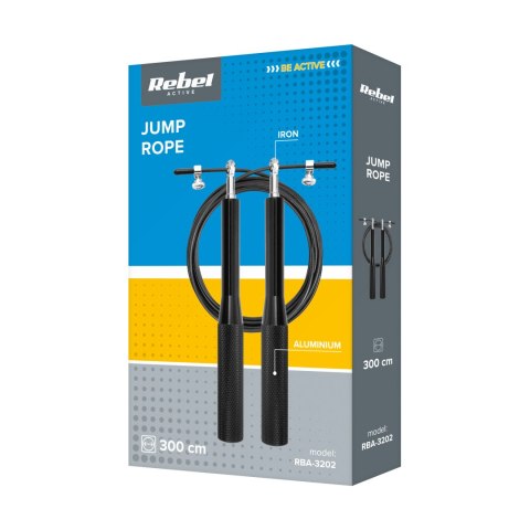 Skakanka bokserska aluminiowa z matalowym łożyskiem 300cm regulowana, REBEL ACTIVE