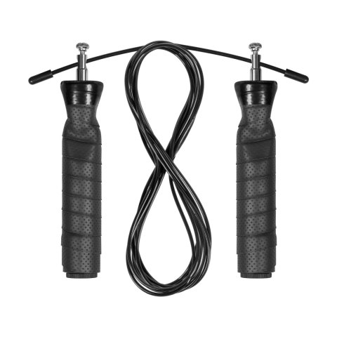 Skakanka bokserska z gumową rączką z obciążeniem 2x100g i metalowym łożyskiem 300cm regulowana, REBEL ACTIVE