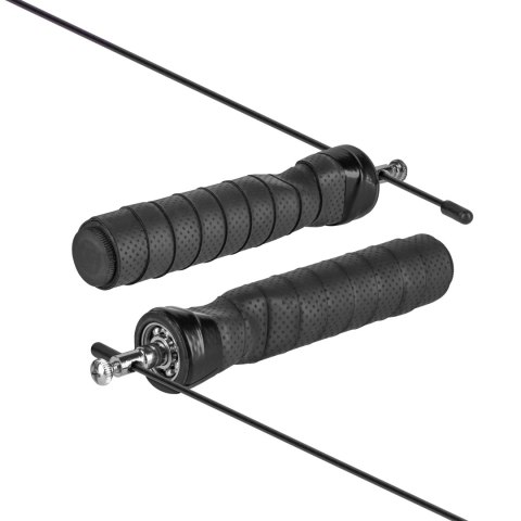 Skakanka bokserska z gumową rączką z obciążeniem 2x100g i metalowym łożyskiem 300cm regulowana, REBEL ACTIVE