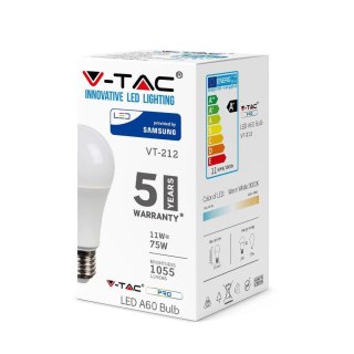 Żarówka LED V-TAC SAMSUNG CHIP 11W E27 A60 VT-212 6400K 1055lm 5 Lat Gwarancji