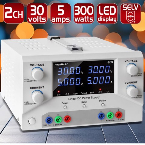 Zasilacz laboratoryjny 2x30V 5A PeakTech 6191 PEAKTECH