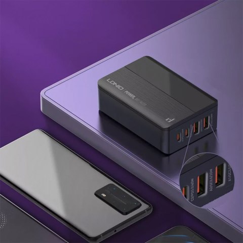 Ładowarka USB 100W PD3 QC4+ wyświetlacz 4-portowa LDNIO