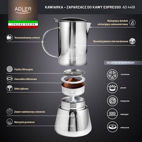 Adler Kawiarka - zaparzacz do kawy Espresso - 350ml