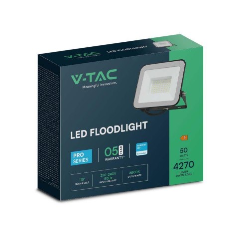 Projektor LED V-TAC 50W SAMSUNG CHIP PRO-S Czarny VT-44055 4000K 4270lm 5 Lat Gwarancji