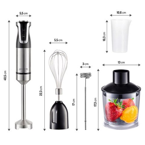 Adler Blender ręczny - zestaw - 1800W