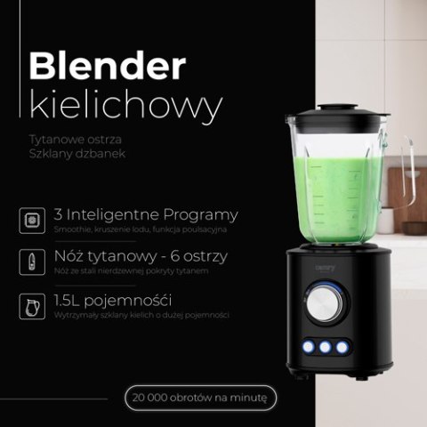 Camry Blender kielichowy - tytanowe ostrza - szklany dzbanek 1,5l