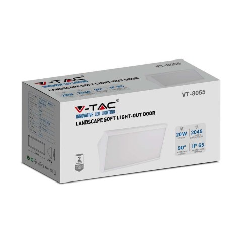 Oprawa Ścienna V-TAC 20W LED Ukośna Biała IP65 VT-8055 3000K 2045lm