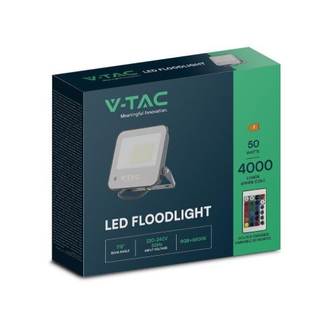 Projektor LED V-TAC 50W Czarny IP65 Pilot VT-44053 RGB+6500K 4000lm