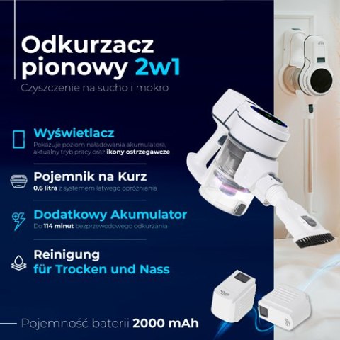 Adler Odkurzacz pionowy 2w1 do czyszczenia na sucho i na mokro do podłóg twardych