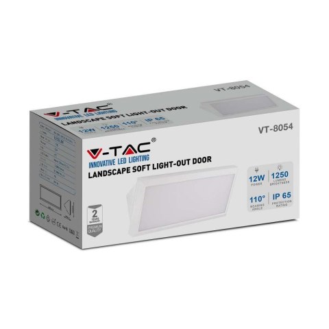 Oprawa Ścienna V-TAC 12W LED Ukośna Biała IP65 VT-8054 6400K 1250lm