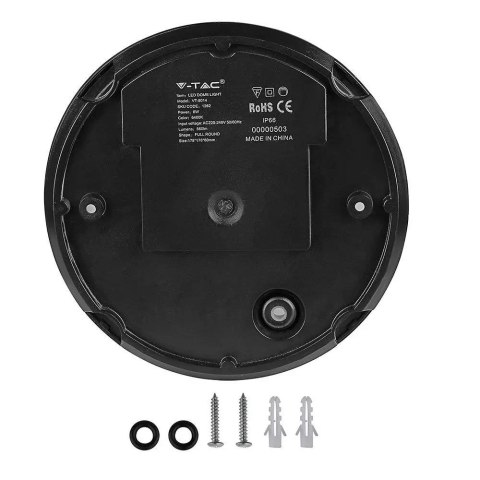 Plafon LED Okrągły Czarny 12W V-TAC IP65 VT-8015-B 3000K 840lm