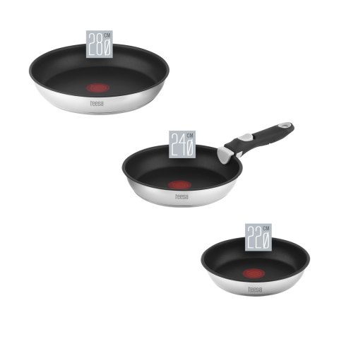 Zestaw patelni z odłączaną rączką 22cm , 24cm 28 cm TEESA FRYING PANS SINGLE HAND