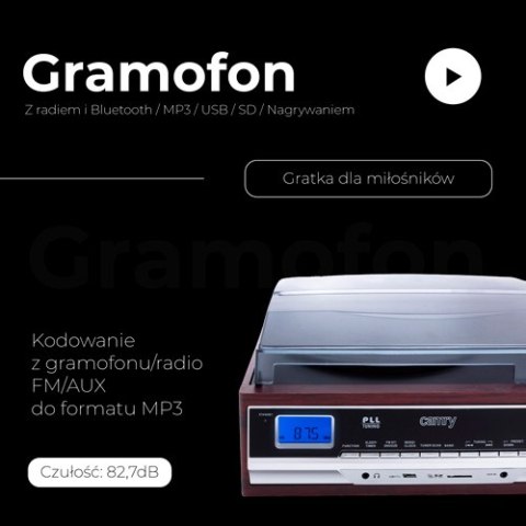 Camry Gramofon z radiem i Bluetooth / MP3 / USB / SD / Nagrywaniem