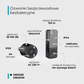 Dzwonek bezprzewodowy czarny Lumio DB001B