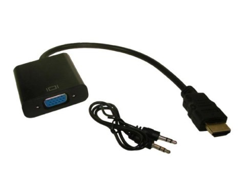 Konwerter HDMI wtyk na VGA gn. + Audio Jack 3,5