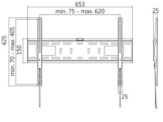 Uchwyt LCD Slim 37"-99" 50kg stały czarny
