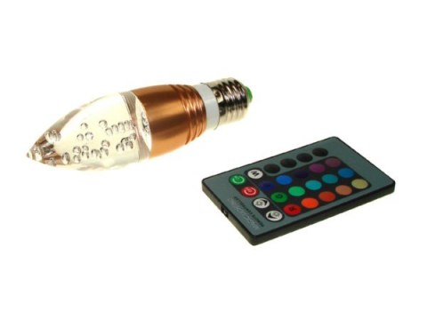 Żarówka LED Offa E27 3W RGB z pilotem miedziana-