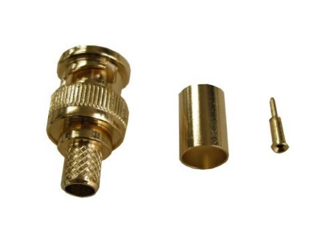 Wtyk BNC zaciskany na RG6U złoty op/10