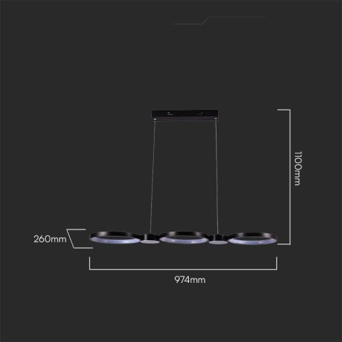 Oprawa Zwieszana V-TAC 38W LED Czarna VT-7820 4000K 4560lm