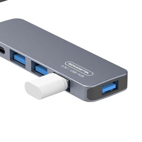 Przejściówka Adaptek Host 4XUSB+TYP-C SMS-BZ09 Rozgałęźnik Somostel