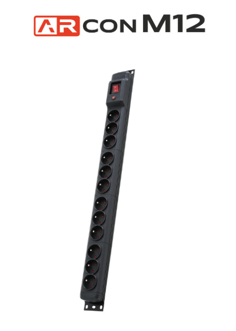 Listwa przeciwprzepięciowa 12 gniazd o długości 5m Czarna ARcon M12 firmy Armac