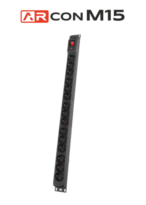 Listwa przeciwprzepięciowa 15 gniazd o długości 5m Czarna ARcon M15 firmy Armac
