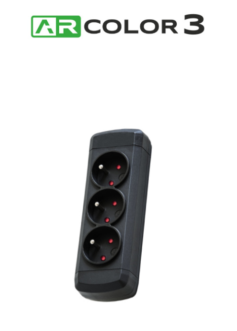 Przedłużacz z uziemieniem 3 gniazda o długości 0,6m Czarna ARcon ARCOLOR3 firmy Armac