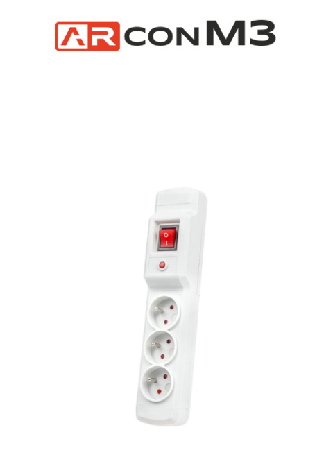 Listwa przeciwprzepięciowa 3 gniazda o długości 3m Szara ARcon M3 firmy Armac