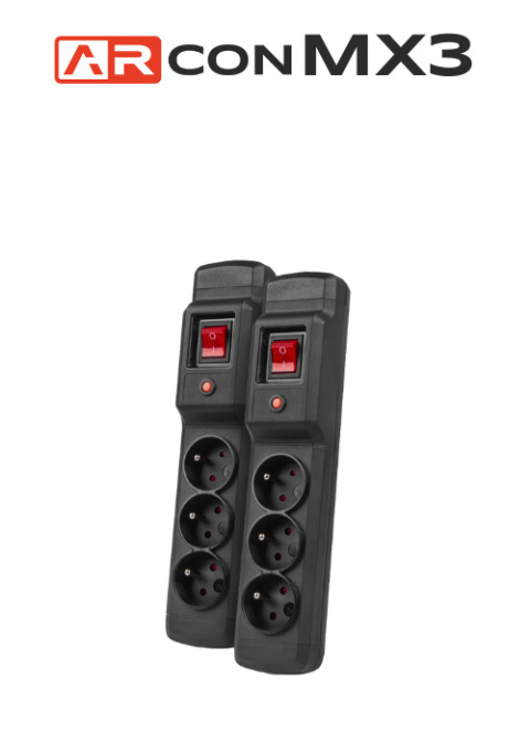 Listwa przeciwprzepięciowa 6 gniazd o długości 1,5m Czarna ARcon MX3 firmy Armac