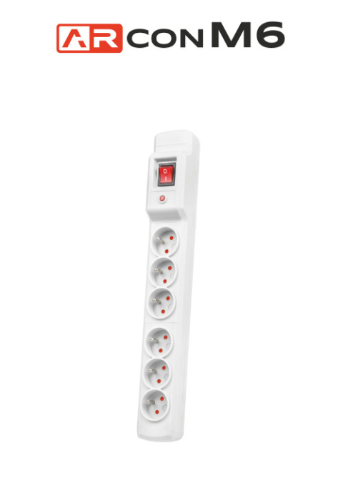 Listwa przeciwprzepięciowa 6 gniazd o długości 1,5m Szara ARcon M6 firmy Armac