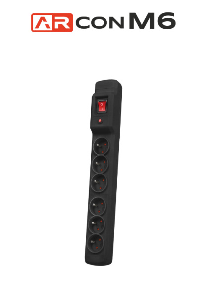 Listwa przeciwprzepięciowa 6 gniazd o długości 3m czarna ARcon M6 firmy Armac