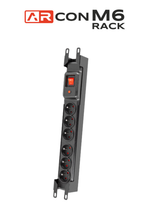 Listwa przeciwprzepięciowa 6 gniazd o długości 5m Czarna ARcon M6 RACK firmy Armac