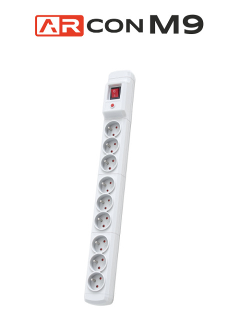 Listwa przeciwprzepięciowa 9 gniazd o długości 1,5m Szara ARcon M9 firmy Armac
