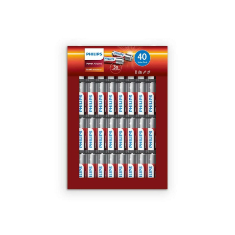 Baterie AA R06 1,5V alkaliczne 40 sztuk zestaw Philips Power Alkaline