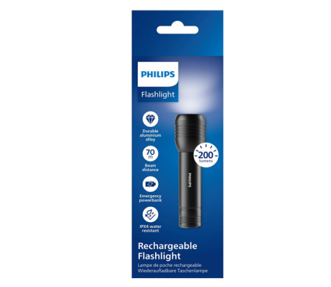 Latarka LED 200lm IPX4 powerbank 185m zasięgu Philips SFL7003R/10