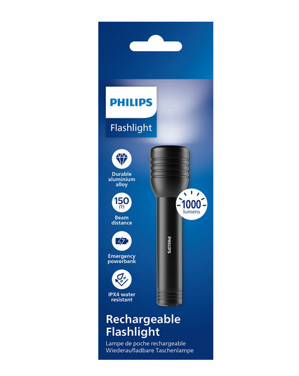 Latarka LED 1000lm IPX4 powerbank USB-C 145m zasięgu Philips SFL7005R/10