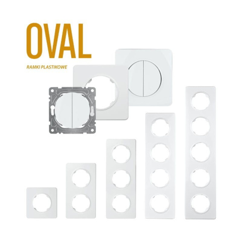 Oval Ramka poczwórna plastikowa biała Oval Electromalt