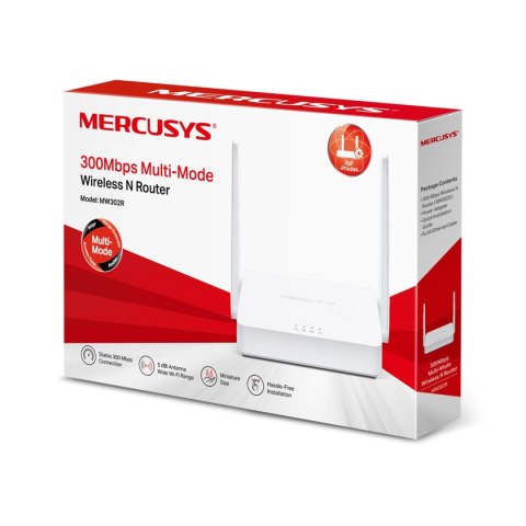 ROUTER MW302R, bezprzewodowy, jednopasmowy, 300 Mb/s, 802.11n/g/b, 2xLAN, 1xWAN, 2 anteny/ MERCUSYS