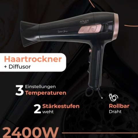 Adler Suszarka ze zwijanym przewodem - 2400W + dyfuzor