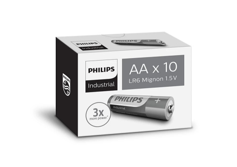 Baterie AA 1.5V 10 sztuk długotrwałe zasilanie Philips LR6I10C/10 Industrial