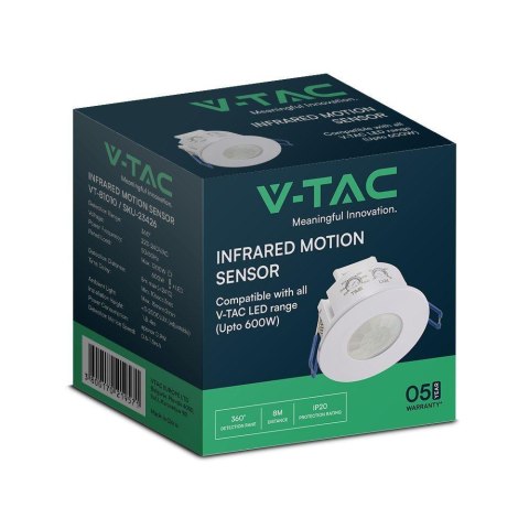Czujnik Ruchu Sufitowy V-TAC 360st COB Wpuszczany Okrągły Biały VT-81010