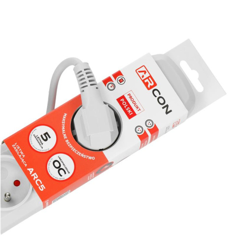 Listwa zasilająca przedłużacz 5 gniazd o długości 5m Szara Arcon ARC5 firmy Armac