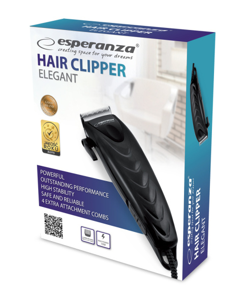Maszynka do strzyżenia włosów czarna Esperanza Elegant