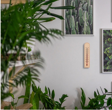 Termometr pokojowy ze wzorkiem drewniany jasny (-20°C do +50°C)