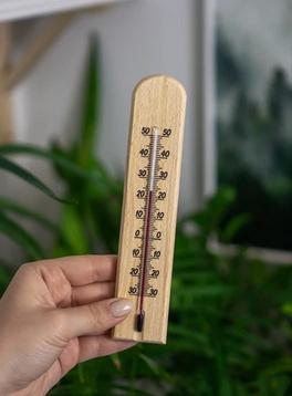 Termometr pokojowy ze wzorkiem drewniany jasny (-20°C do +50°C)