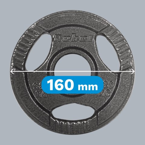 Obciążenie żeliwne olimpijskie zestaw 4x1.25kg, otwór 51mm, talerz z uchwytami, REBEL ACTIVE