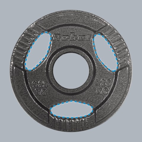 Obciążenie żeliwne olimpijskie zestaw 4x1.25kg, otwór 51mm, talerz z uchwytami, REBEL ACTIVE