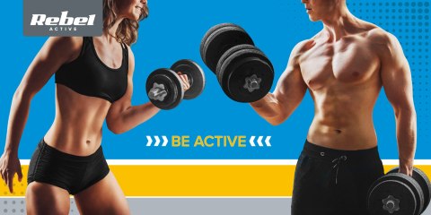 Obciążenie żeliwne olimpijskie zestaw 4x2.5kg, otwór 51mm, talerz z uchwytami, REBEL ACTIVE