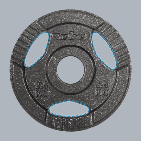 Obciążenie żeliwne olimpijskie zestaw 4x2.5kg, otwór 51mm, talerz z uchwytami, REBEL ACTIVE